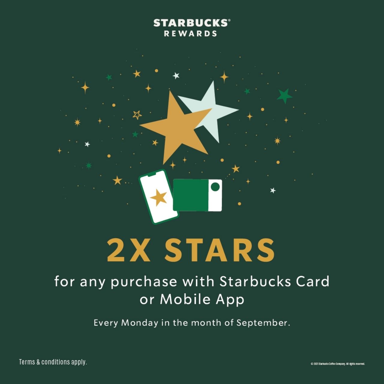 Starbucks Rewards 2x Bonus Stars on All September Mondays