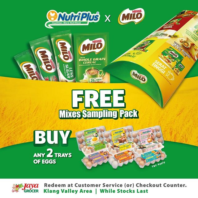 Buy 2 Trays of Nutriplus Eggs, Get Free Milo Mixes Sampling Pack