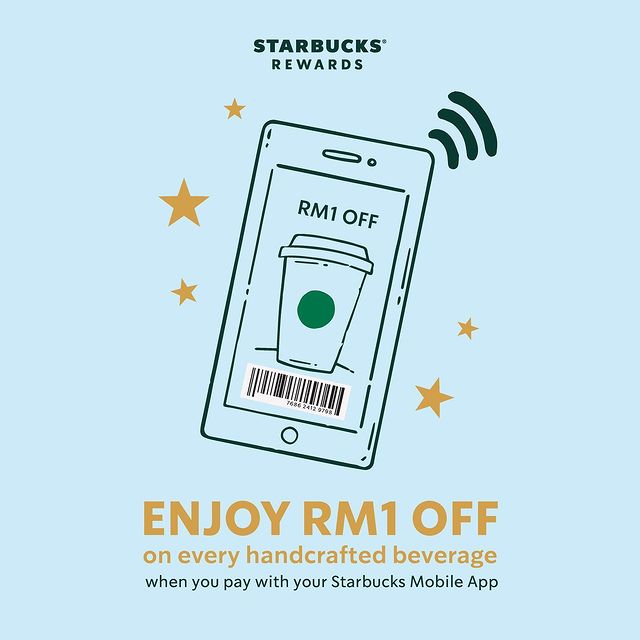 RM1 OFF Handcrafted Beverage with Starbucks Mobile App