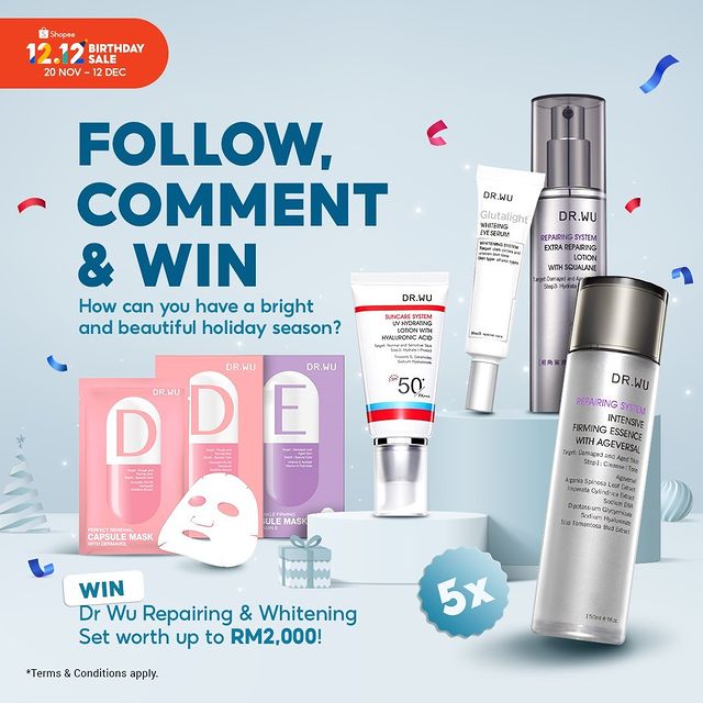 Follow, Comment & Win Dr Wu Products with Shopee