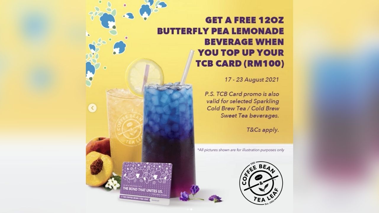 FREE Butterfly Pea Lemonade from The Coffee Bean & Tea Leaf Malaysia