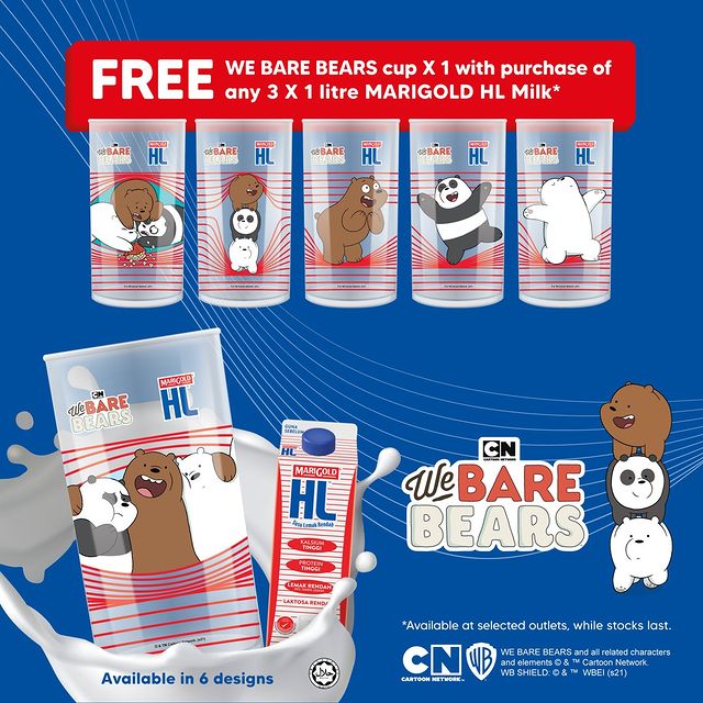 FREE We Bare Bears Cups with Marigold HL Milk