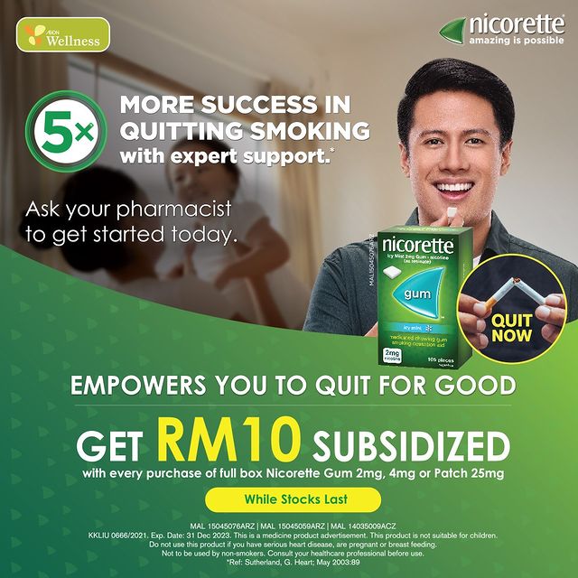 RM10 Cashback from Nicorette & AEON Wellness