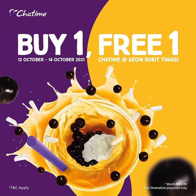 Buy 1 Free 1 at Chatime @ AEON Bukit Tinggi