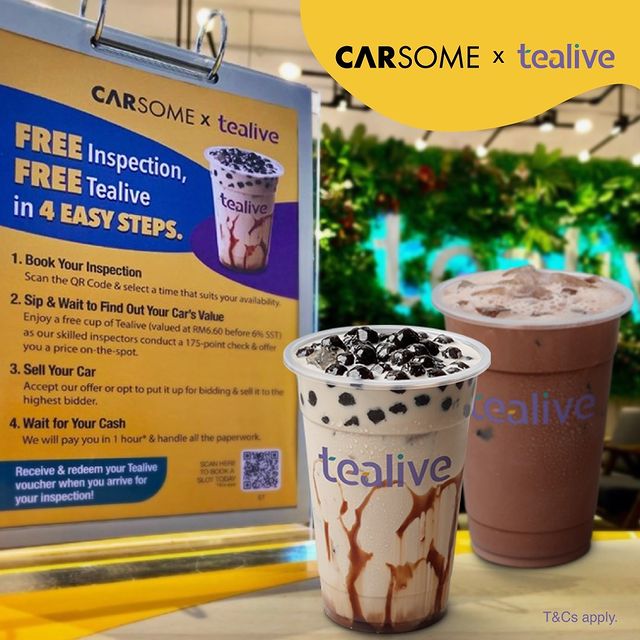 Get a FREE Inspection & Enjoy a FREE Tealive from Carsome