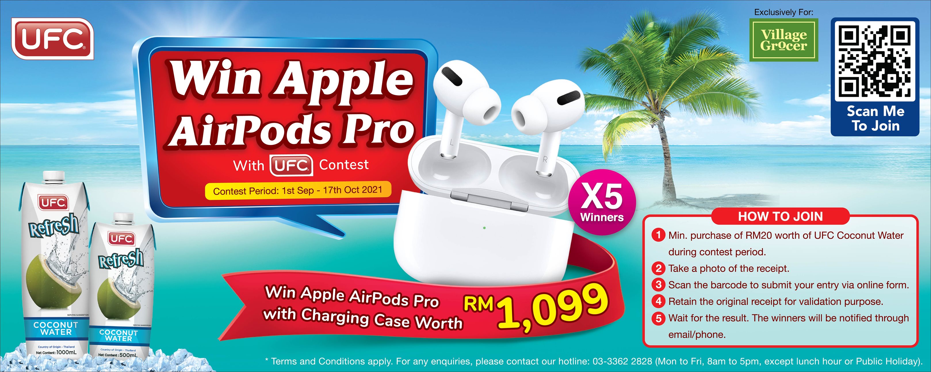Win Apple Airpod With UFC Coconut Water at Village Grocer
